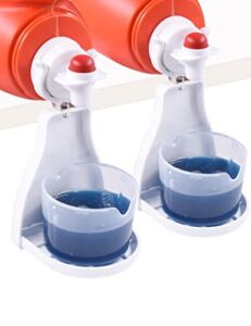 Laundry Detergent Cup Holder, Laundry Fabric Softener Cup Holder Drip Tray Catcher, Adjustable Holder Fits Most Economic Sized Bottles, No More Mess or Leaks (2 Pack)