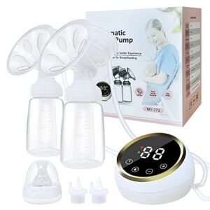 Breast Pump, econoLED Electric Double Breast Pump, Portable Rechargeable Anti-Back Flow Pain Free Breastfeeding Pump with 3 Modes & 9 Levels, Touch Screen LED Display, Strong Suction Power