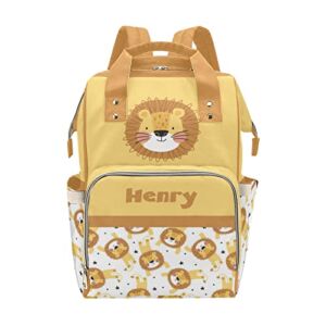 Personalized Baby Diaper Bag Backpack Tote,Cute Lion ,Custom Diaper Bags for Baby Girl Boy Shower Gift
