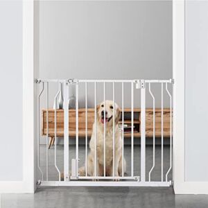 Ciays Baby Gate 29.5” to 41.3”, 30-in Height Extra Wide Dog Gate for Stairs, Doorways and House, Auto-Close Safety Metal Pet Gate for Dogs with Alarm, Pressure Mounted, White