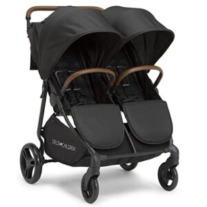Delta Children Cruzer Double Stroller – Lightweight Side by Side Double Stroller with Reclining Seats, Extendable Canopies and Flat Fold, Black