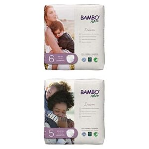 Bambo Nature Premium Eco-Friendly Baby Diapers, Size 6, 24 Count and Size 5, 25 Count