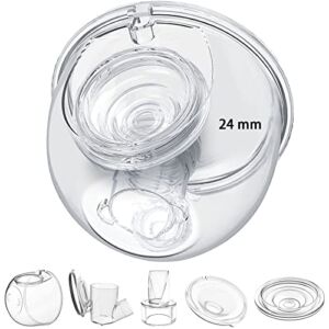 Veoiramc Wearable Breast Pump Parts Accessories Replace Silicone Diaphragm/Duckbill Valve/Collector(180ml)/Linker/Flange, Compatible Suitable S9/S10/S12, Original Part Accessories Replacement(24mm)