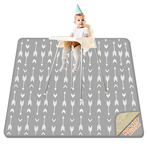 High Chair Mat for Floor Machine Washable, Splat Mat for Under High Chair 51″ Large Waterproof, Baby Spill Mat for Art and Crafts Silicone Non Slip – Gray Arrow | The Storepaperoomates Retail Market - Fast Affordable Shopping