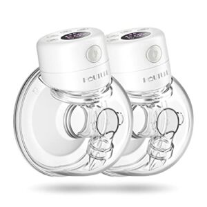 Wearable Breast Pump, 2 Pcs HAUTURE Electric Breast Pump, Hands Free & Low Noise Portable Breast Pump with 3 Modes, 9 Levels, Memory Function – 24 mm Flange / 19mm & 21mm Inserts