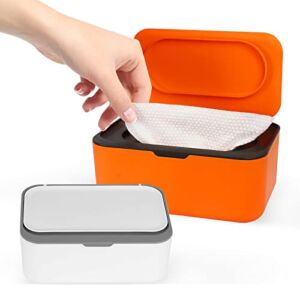 2 Pack Wipes Dispenser, Baby Diaper Wipes Case with Lids, Wipe Holder for Baby & Adult, Wipe Container with Sealing Design, Keeps Wipes Fresh Non-Slip, Easy Open/Close