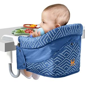 MTWML Hook On High Chair, Portable Baby High Chair for Table , Fast Table High Chairs for Babies and Toddlers. Baby Feeding Seat that Attaches to Tables and Counter,Clip On High Chair for Travel(Blue)