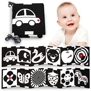 Baby Toys 0-12 Months Black and White High Contrast Baby Books Sensory Toys Early Education Infant Tummy Time Toys Car Seat Stroller Infant Toys Boys Girls Newborn Gift 0-3-6-12-18 Months