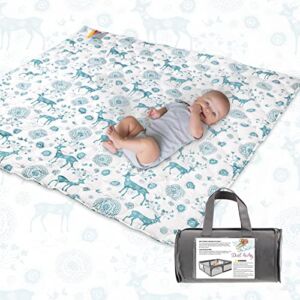 Dad-baby Baby Playpen Mat Baby Play Mats for Floor Fit for TODALE Baby Playpen,One-Piece Crawling Mat Non Slip Cushioned Baby Mats for Playing 50×50 Inches,Tummy Time Mat(Elk)