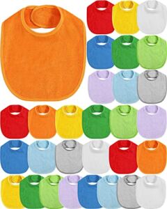 30 Pack Baby Muslin Bandana Drool Bibs for Baby Boys Girls Multicolor Solid Terry Cotton Bibs Unisex Waterproof Baby Feeder Bibs with Fiber Filling Adjustable Newborn Bibs for Teething and Drooling