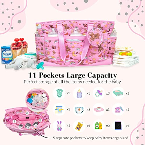 Baby Diaper Bag Tote| Luxury Maternity Bag with Exclusive Pattern Design with Changing Pad, Pacifier Case, Organizing Bag| Baby Registry Ideas| Baby Shower Gift | The Storepaperoomates Retail Market - Fast Affordable Shopping