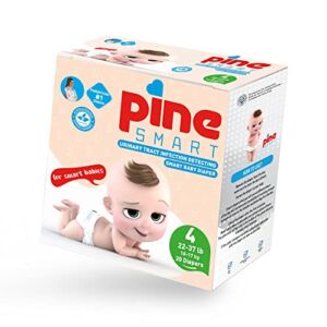 Pine Smart Baby Diapers, UTI Detection, Overnight Diapers with Built-in Strip UTI Detector, Dye-Free, Paraben-Free Night Diapers, Patented, Breathable Nighttime Diapers, Size 4, 20 Pieces
