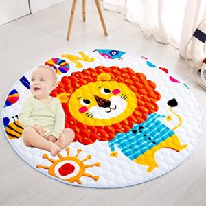 59 Inch Baby Gym Play Mat,Non Slip Baby Playmat Kids Tent Circle Nursery Rugs,One-Piece Baby Extra Large Play Mat Thick Baby Crawling Mat for Infants,Babies,Toddlers (O)
