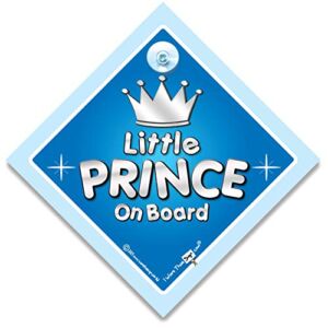 Little Prince On Board Car Sign, Baby On Board Sign, Grandchild On Board Car Window Sign, High Visibility Advisory Car Sign Designed to Let Other Road Users a Child is in The Car, 14 cm x 14cm x 2cm