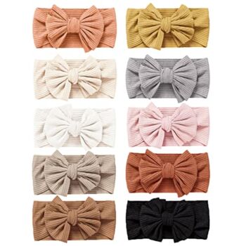 Pack of 10, Baby Girls Headbands with Bows Handmade Hair Accessories Stretchy Hairbands for Newborn Infant Toddler | The Storepaperoomates Retail Market - Fast Affordable Shopping