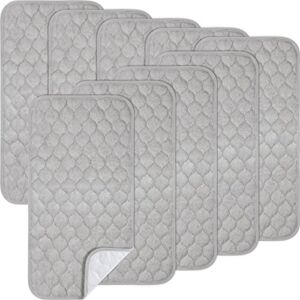 9 Pack Bamboo Quilted Changing Pad Liners Waterproof Changing Pad Cover Absorbent Diaper Changing Pad 4 Layer Reusable Changing Table Pad for Baby Crib Stroller, 27 x 13 Inch(Gray)
