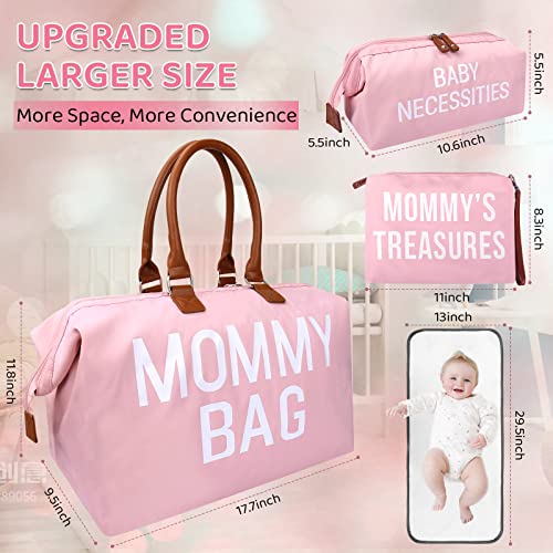 [Upgraded Large] Diaper Bag Tote, Mommy Bags for Boys Girls, Hospital Bags for Labor And Delivery with 2 Pouches, Changing Pad | The Storepaperoomates Retail Market - Fast Affordable Shopping