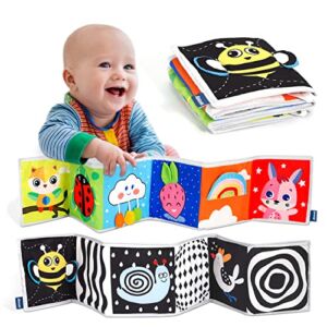 Baby Toys 0-6-12 Months Boy Girl Gifts，Infant Tummy Time Toys 0-3-6 Months, Black and White High Contrast Soft Baby Books for 0-6 Months, Montessori Senory Toys for Babies 6-12 Months Newborn Toys