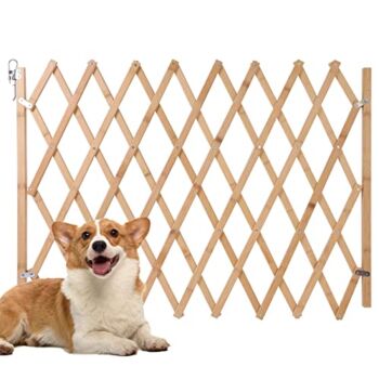 Expandable Accordion Dog Gate, Wooden Accordian Expansion Dog Gate for Doorway Stairs, Retractable Gate Safety Protection for Small Medium Pet Dog, 8″ to 42″ W, 28.7″ H (Upgraded Accordion Dog Gate) | The Storepaperoomates Retail Market - Fast Affordable Shopping