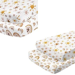 Babebay 2 Pack Pack N Play Sheets and 2 Pack Changing Pad Cover Bundle