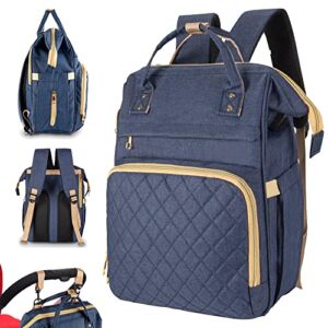 Diaper Bag Backpack，Baby diaper bag, multifunctional water-repellent travel backpack large diaper bag backpack,Large Unisex mom Bags for Boys Girls (Dark Blue)