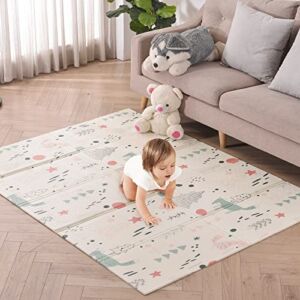 LAITIMIA Baby Play Mat Non Toxic Extra Large Crawling Mat Thick Foam Activity Mat for Babies Anti-Slip Skip Hop Mat for Kids Toddlers Waterproof Tummy Time Mat Portable Playmat for Outdoor Travel Fox