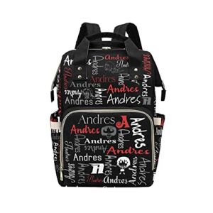 Personalized Patchwork Name Black Red White Diaper Bag with Name Nursing Baby Bags Shoulder Bag for Mom Girls Gift