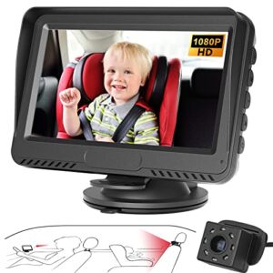 Baby Car Back Seat Camera 1080P, 4.3″ HD Monitor Screen, Night Vision Baby Car Mirror, Rear Facing Baby Car Seat Camera with Wide View to Easily Observe The Baby’s Move While Driving