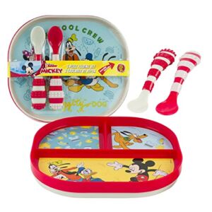 Disney Feeding Set, Baby Toddler Plates and Spoons, BPA Free- Mickey Mouse