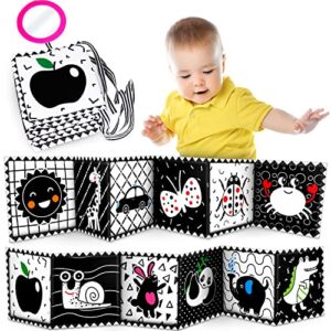 Classyideas Baby Toys, Black and White High Contrast Soft Book Newborn Toys for 0-6 6-12 Months, Tummy Time Sensory Toys for Infant Boys Girls Early Education Toys, Toddler Activity Book Toy Gifts