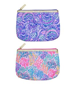 Lilly Pulitzer Pink Insulated Snack Bags with Zip Closure, 2-Pack Reusable Food Pouches for Kids or Adults, Happy as a Clam/Splashdance