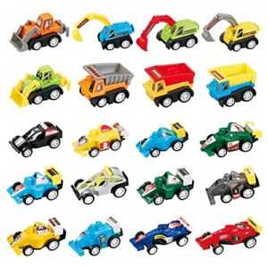 TOYPAL Pull Back Cars – 20 Pcs Assorted Mini Toy Cars for 3+ Years Old Toddlers Boys and Girls – Kids Play Race Car Construction Truck Vehicles for Birthday, Christmas or Party Favors