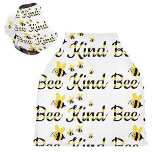 Bee Kind Baby Car Seat Covers Bumblebee Carseat Canopy Soft Infant Stroller Cover Nursing Breastfeeding Covers for Girls Boys Newborn Fit Summer Spring Autumn