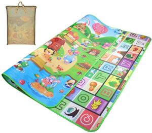 Crawling Mat for Baby Floor Play Mat Double-Sided Baby Playmat ​Foam Reversible Waterproof Game Mat for Infants Toddlers Kids