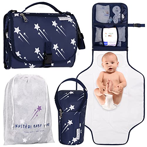 Baby Changing Pad by Nastéri – Portable Diaper Changing Station & Bottle Bag – Waterproof Changing Table Kit – Newborn Essentials and Baby Shower Gifts – Navy Blue | The Storepaperoomates Retail Market - Fast Affordable Shopping