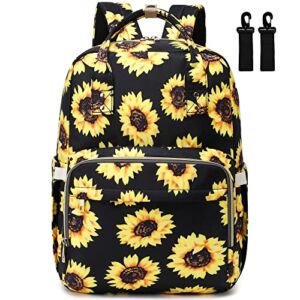 Sunflower Diaper Bag Backpack for Baby Girls Boys, Waterproof Maternity Nappy Backpacks with Stroller Straps Luggage Strap for Moms