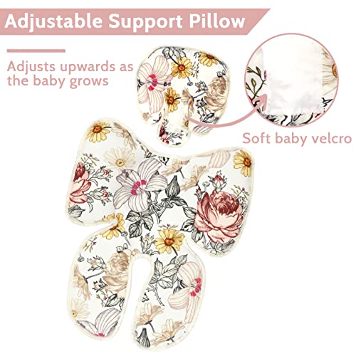 Baby Car Seat Head Neck Body Support Pillow, Floral Infant Car Seat Insert, Comfort Newborn Cushion for Stroller, Swing, Bouncer, 2-in-1 Reversible, Vintage Flowers | The Storepaperoomates Retail Market - Fast Affordable Shopping