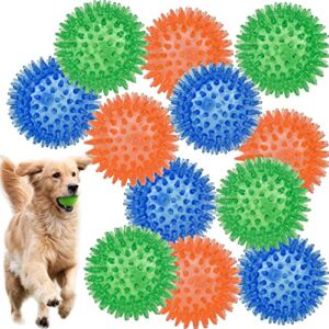 12pack Squeaky Dog Toys Spiky Dog Balls Cleans Teeth and Promotes Dental and Gum Health for Your Pet Squeaker Ball Toys for Aggressive Chewers (S 12PACK)