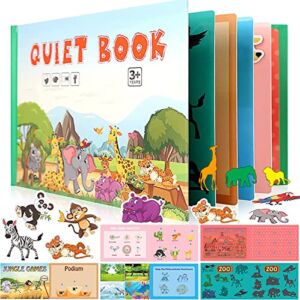 Quiet Book for Toddlers, Montessori Busy Book for Kids to Develop Learning Skills,Preschool Toddler Learning Activities for 3 4 5 Year Olds Sensory Quiet Books with Animal Educational Toys