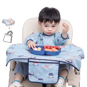 Long Sleeve Coverall Feeding Bibs for Babies, Waterproof Smock for Eating, Baby High Chair Shirt Bib, Led Weaning Supplies