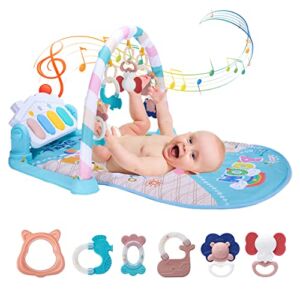 TuKIIE Baby Gym Play Mat, Kick and Play Piano Gym with 33″ Playmat, Musical Activity Center for 0-36 Months Newborn Babies Infants Toddlers