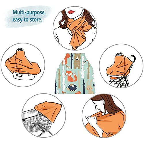 Animal Fox Bear Rabbit Nursing Cover Breastfeeding Scarf, Stretchy Infant Carseat Canopy Multi-use Stroller Cover Car Seat Cover for Baby Girl Boy | The Storepaperoomates Retail Market - Fast Affordable Shopping