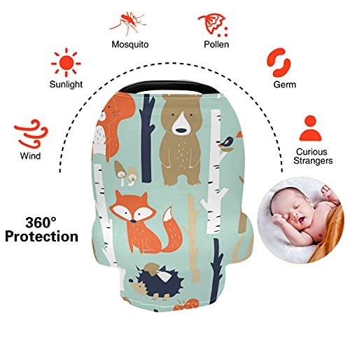Animal Fox Bear Rabbit Nursing Cover Breastfeeding Scarf, Stretchy Infant Carseat Canopy Multi-use Stroller Cover Car Seat Cover for Baby Girl Boy | The Storepaperoomates Retail Market - Fast Affordable Shopping