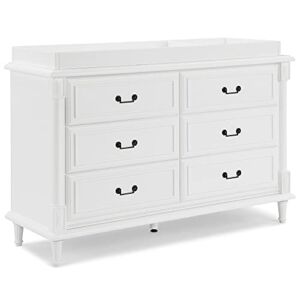 Simmons Kids Juliette 6 Drawer Dresser with Changing Top, Greenguard Gold Certified, Bianca White