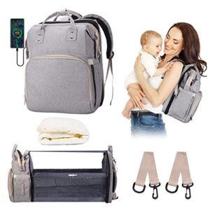 Bswalf Diaper Bag, Diaper Backpack with Changing Station, Large Capacity, Waterproof, Portable Multi-Function Travel Mommy Bag, Newborn Registry Baby Shower Gifts Baby Bags for Boy Girl (Grey 1)