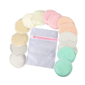 Aoutrow 14 Pcs Nursing Pads, 4.8  Breast Pads for Breastfeeding, Reusable & Washable Breastfeeding Pads, Soft Bamboo Breast Pads and Laundry Bag