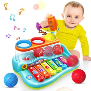 NVHH Baby Toys 12-18 Months Hammer Pounding Xylophone Kids Gifts for 1 2 3+ Year Old Boys Girls, Early Educational with Music Balls, Christmas Birthday Toys for 6 to 12 Months