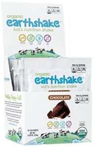 Earthshake Organic Kids Protein Nutritional Shake, Chocolate – Non GMO, Lactose Free, Soy Free, Gluten Free, Less than 1g of Sugar Per Serving, Amazing Taste | All Ages 2 & Up (Chocolate, 10 Count)
