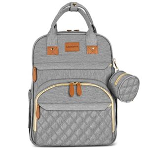Diaper Bag Backpack, Diaper Bag with Changing Station, Cherrysea Baby Diaper Bags for Baby Boy Girl Diaper Bag Multifunctional Large Diaper Backpack Baby Mom Bag with Bassinet Stroller Straps – Grey