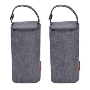 Bellotte Insulated Baby Bottle Bags (2 Pack) – Travel Carrier, Holder, Tote, Portable Breastmilk Storage (Grey)